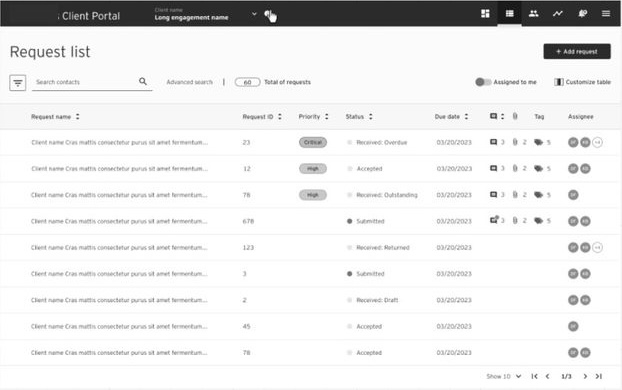 Client Portal wireframes and design exploration
