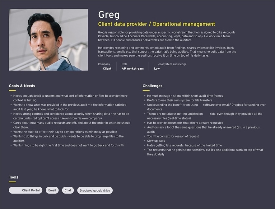 Client data provider persona map