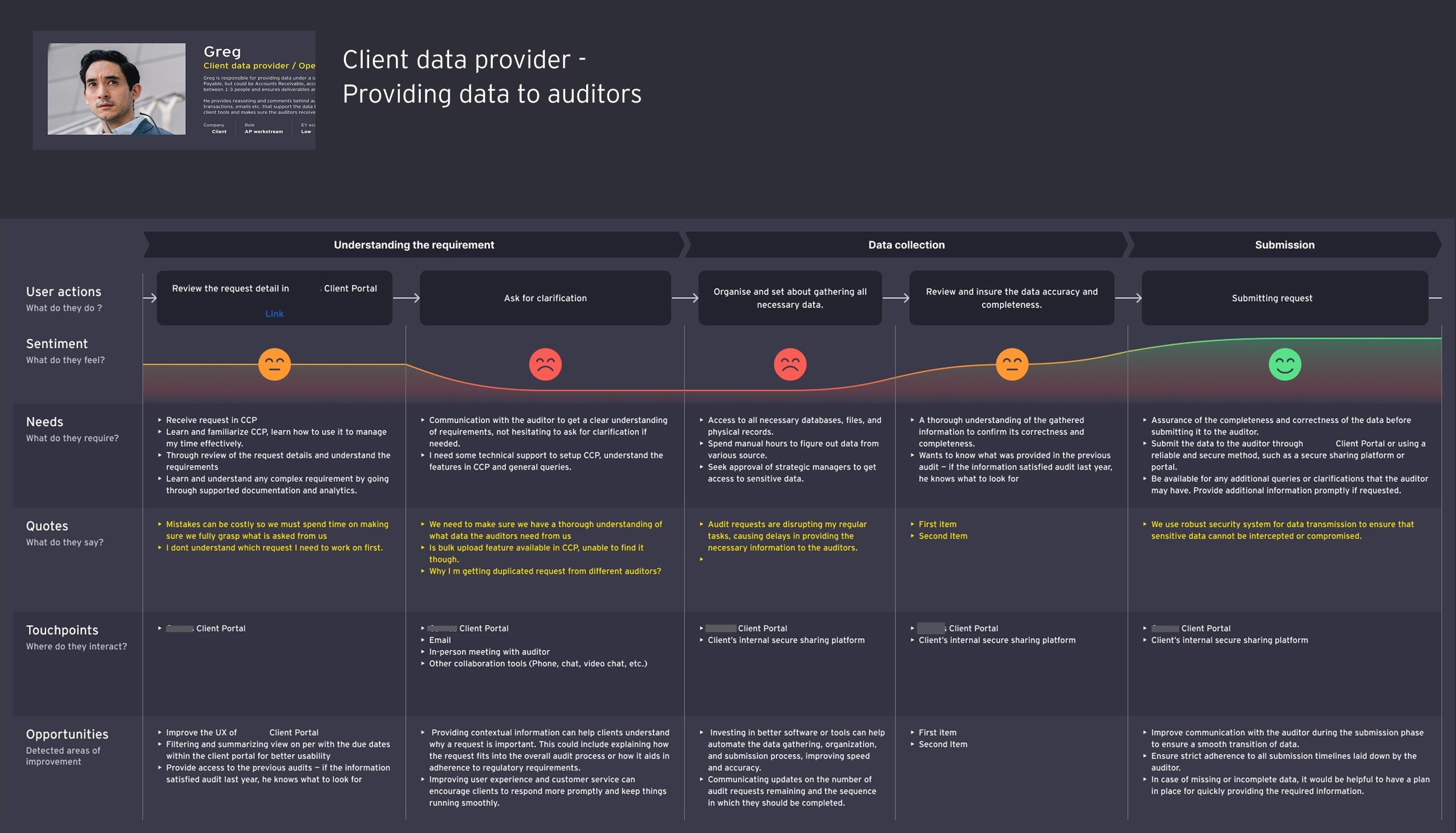 Client data provider journey map
